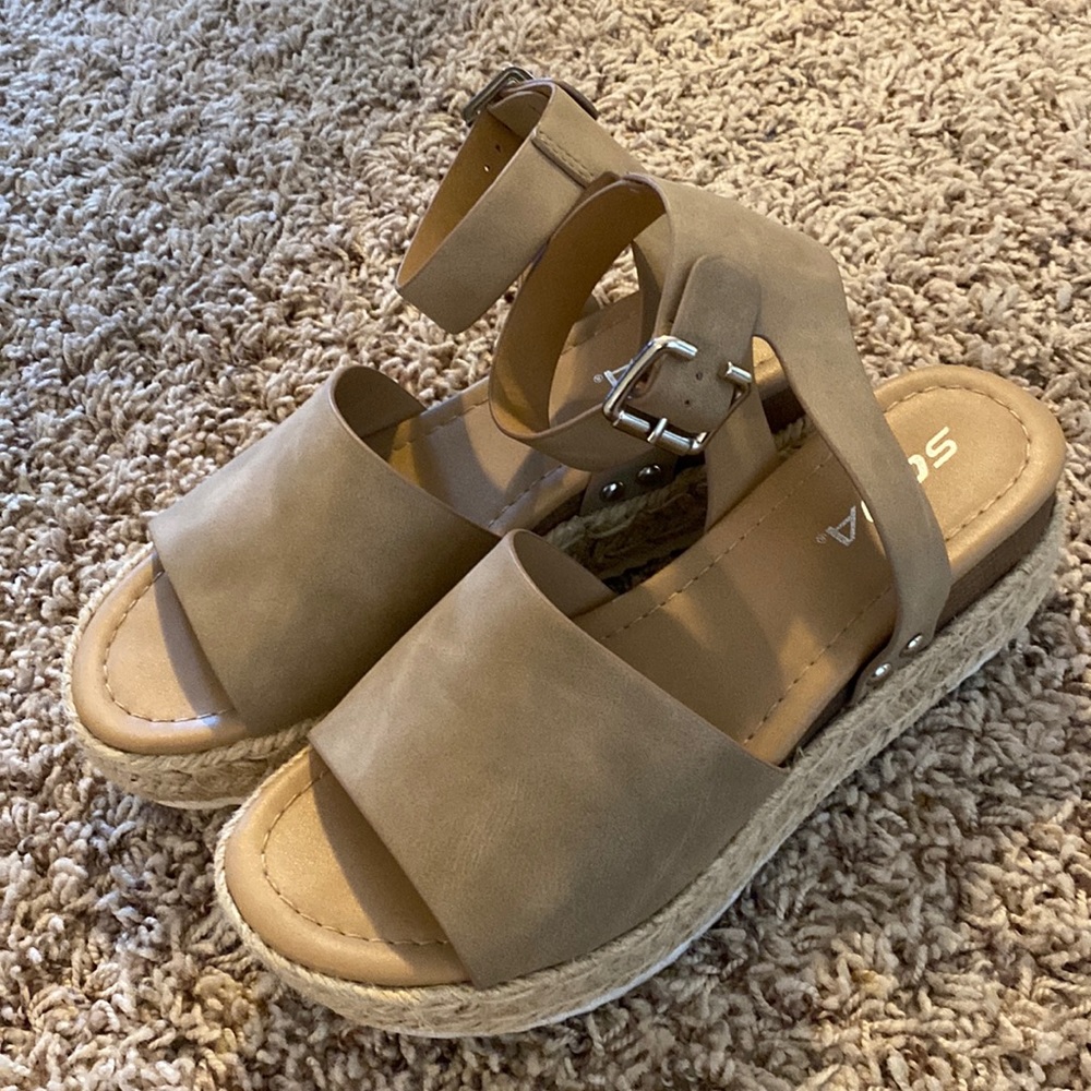 Tan color with ankle strap